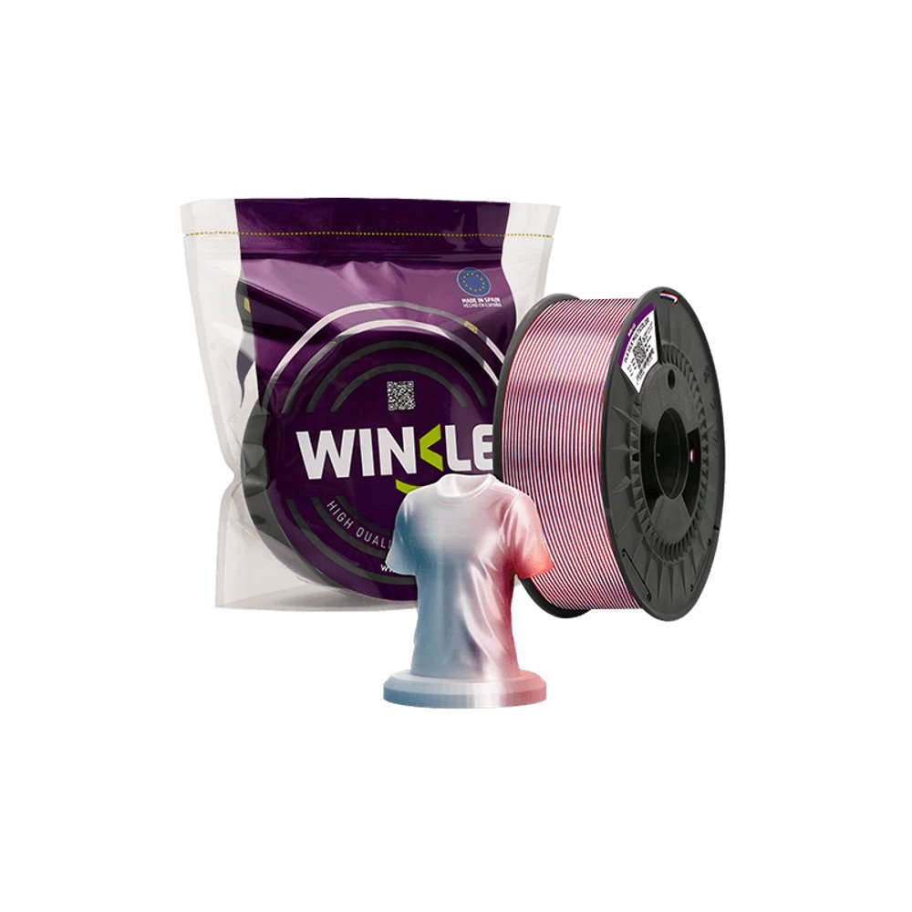 Winkle PLA Silk Tricolor Mavi-Beyaz-Kırmızı Filament 1.75 mm 1 kg